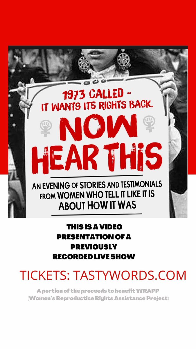 Wendy Hammers’ NOW HEAR THIS: Women speak their minds about their experiences with abortion. Tix are only $5 bucks because I believe the world needs these necessary stories now.
tastywords.com/now-hear-this/