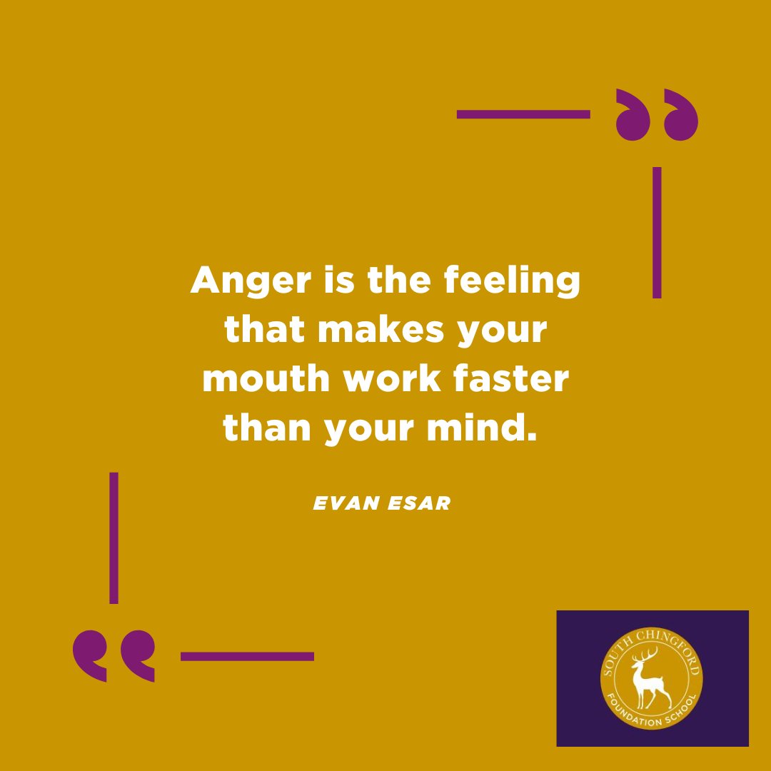 We continue to focus on the value of #MutualRespect and during the assembly this week at #SouthChingfordFoundationSchool we will be thinking about this quotation by Evan Esar.   #Respect  #AmbitionForAll #SchoolCommunity #Values #EvanEsar #Anger #AngerManagement