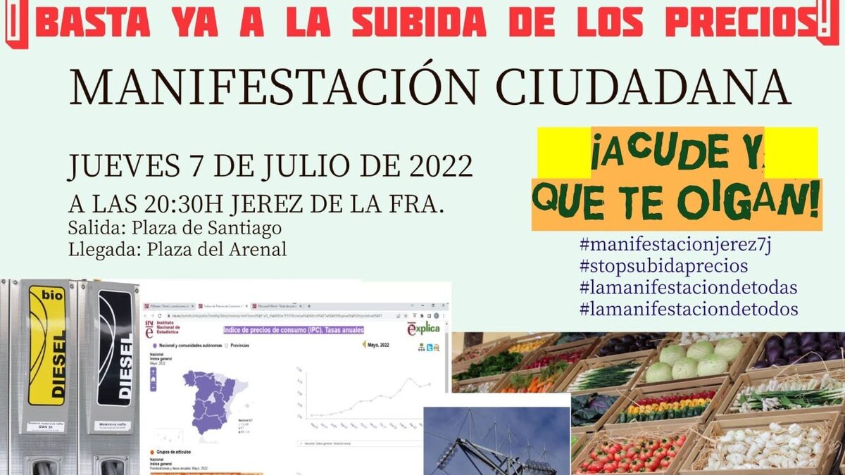diariodejerez's tweet photo. Convocan el jueves 7 en Jerez una manifestación ciudadana contra la subida de los precios https://t.co/lPjpTStp1l https://t.co/CB9tEUQHaR