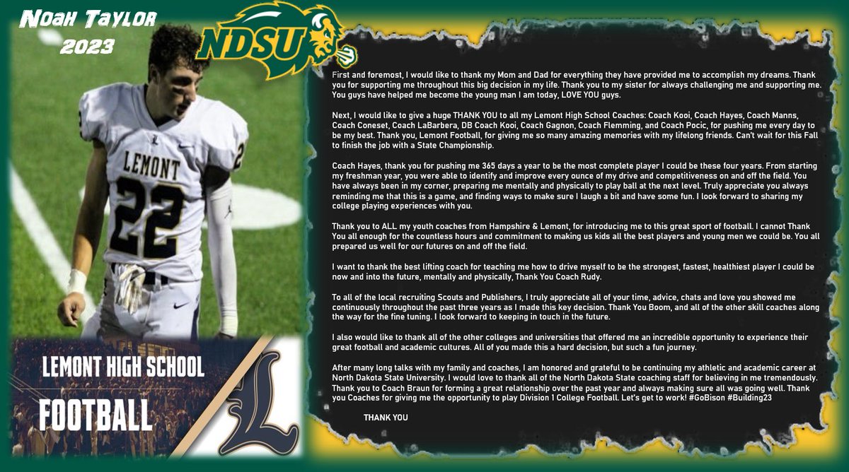 nbt2234's tweet photo. LET’S (FAR)GO!!!!! I’M HOME!!!!!💚💛🦬🤘

#GoBison #Building23 

@NDSUfootball @Coach_Entz @Coach_Braun https://t.co/RLEMsxUmDi
