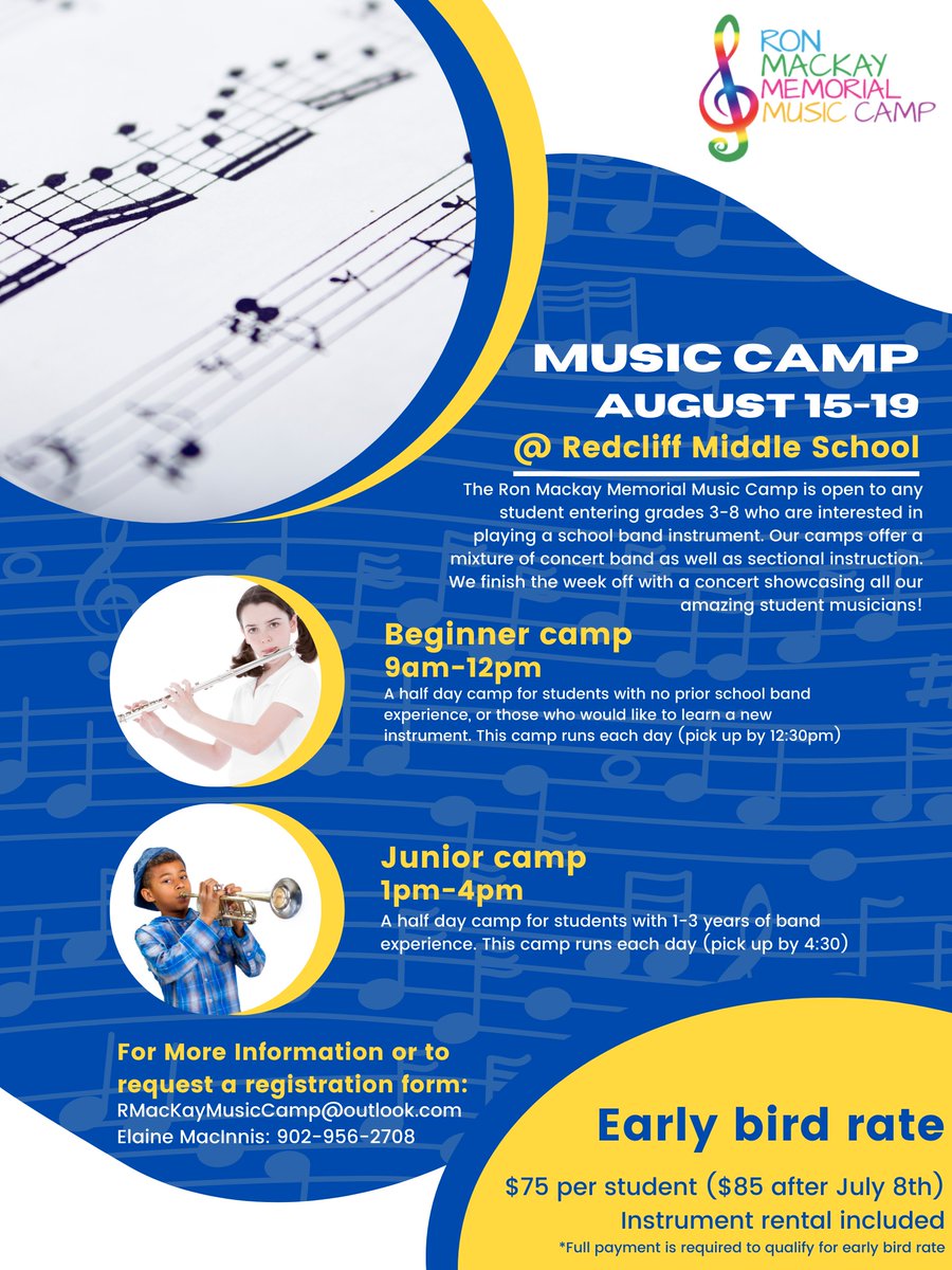 Last week for the Early Bird Rate for Music Camp! <a href="/redclifftweets/">Redcliff Middle School</a> @bhjh_huskies <a href="/valley_elem_sc/">Valley Elementary</a>