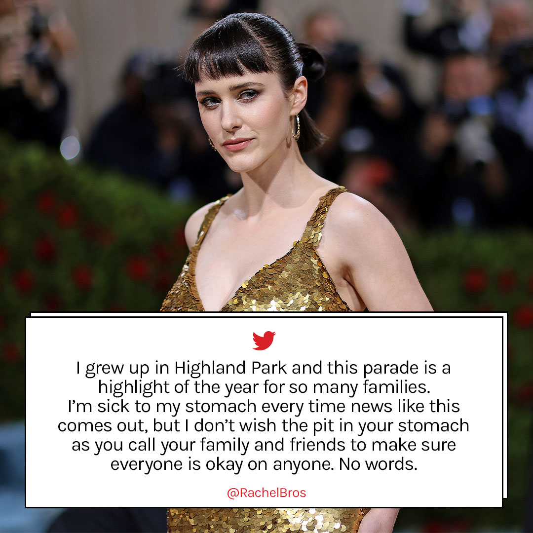 #TheMarvelousMrsMaisel star Rachel Brosnahan is at a loss for words after the shooting in her hometown of Highland Park thr.cm/GZFWr3H