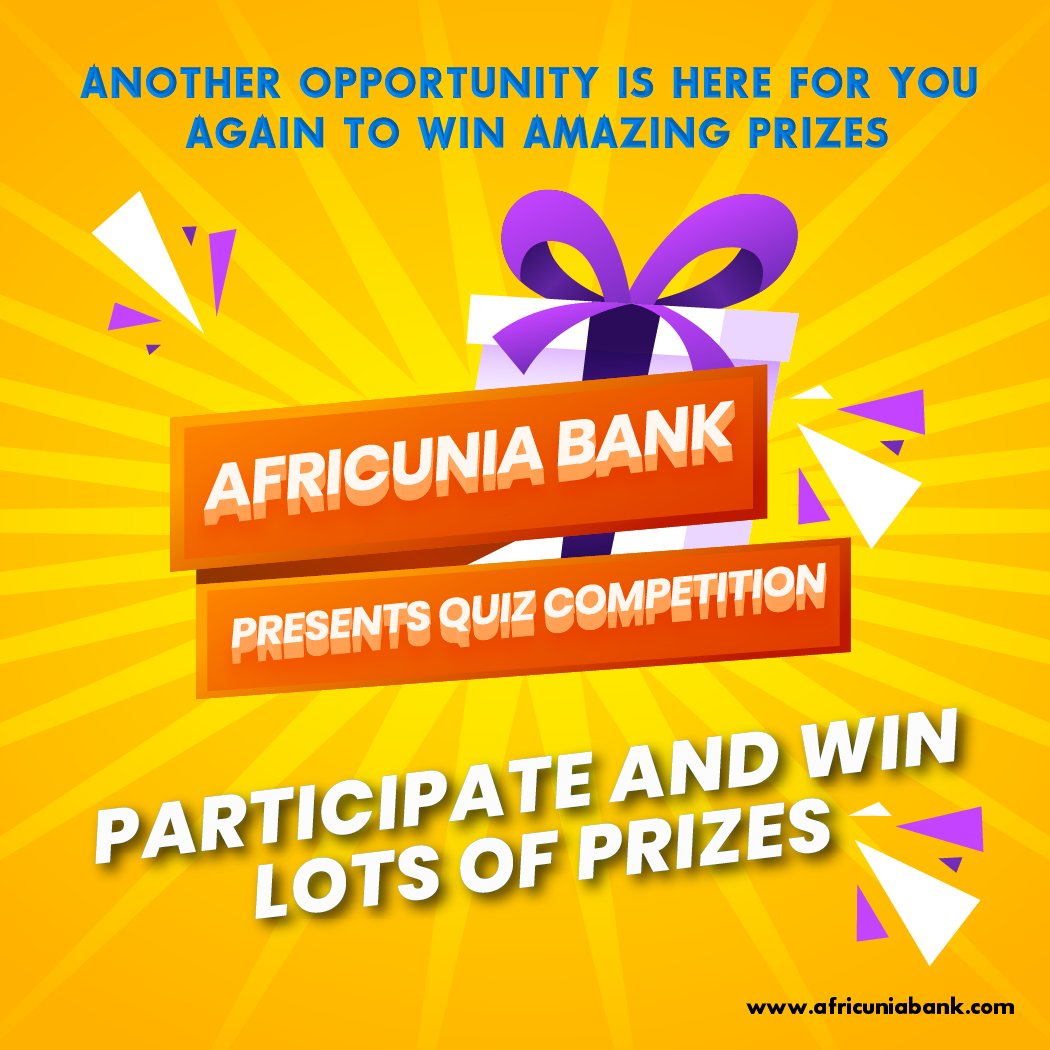 DEAR AFRICUNIANS, HOW WELL DO YOU REALLY KNOW US? 🤔

🔥🔥AFRICUNIA BANK PRESENTS DAILY QUIZ COMPETITION!

Date: Starts, 5th July 2022 &amp; Ends 1st of August 2022📌📌

Time: 14:00 -15:00 UTC Daily📌📌
Visit link 👇
facebook.com/10200246574616…
#AFCASH #africuniabank #africunia Jega