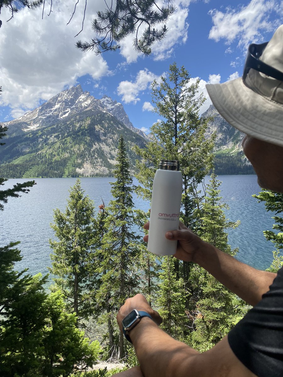Getting Recharged! Water feels like ‘amruta’ after 7-mile hike around Jenny lake in the backdrop of Grand Teton.
