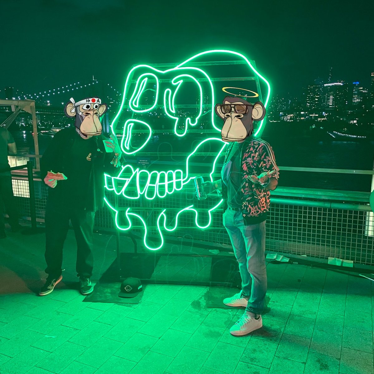 #throwback  
With my #BAYC bro <a href="/bountydreams/">bountydreams 🦍</a> 
<a href="/FrenchApeYC/">French Apes 🍌 🇫🇷</a> in NYC <a href="/BoredApeYC/">Bored Ape Yacht Club 🍌</a> #apefest