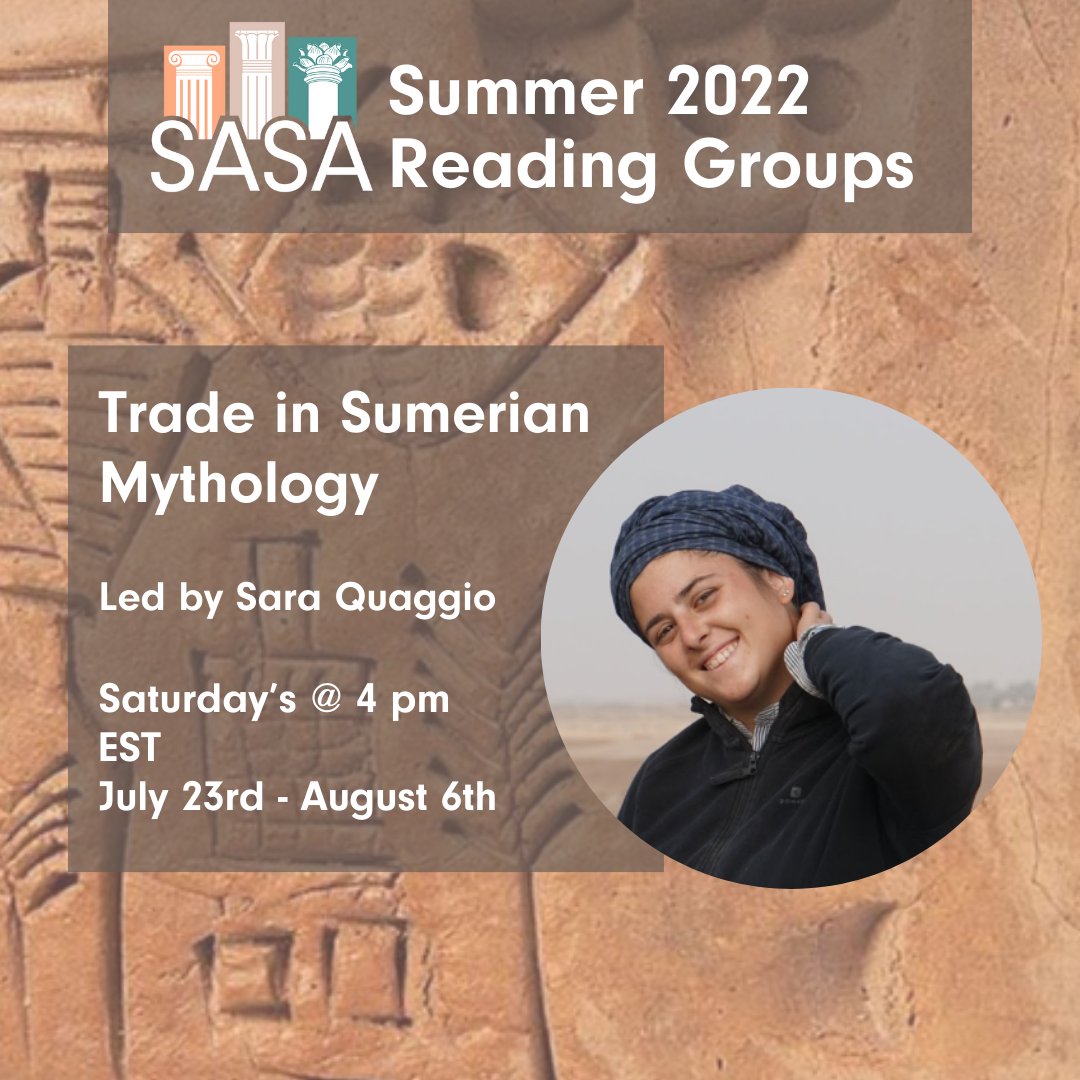 AncientSave's tweet photo. 📜 RSVP to our FREE #SummerReadingGroup, 'Trade in Sumerian Mythology', led by Sara Quaggio!
➡️ Follow this link to RSVP now: https://t.co/wviNKwNPqB
#SaveAncientStudies #AncientHistory #AncientSumerian #Sumeria #TradeInTheAncientWorld #Archaeology #Mythology #AncientMyth https://t.co/yGvFv3HSeq