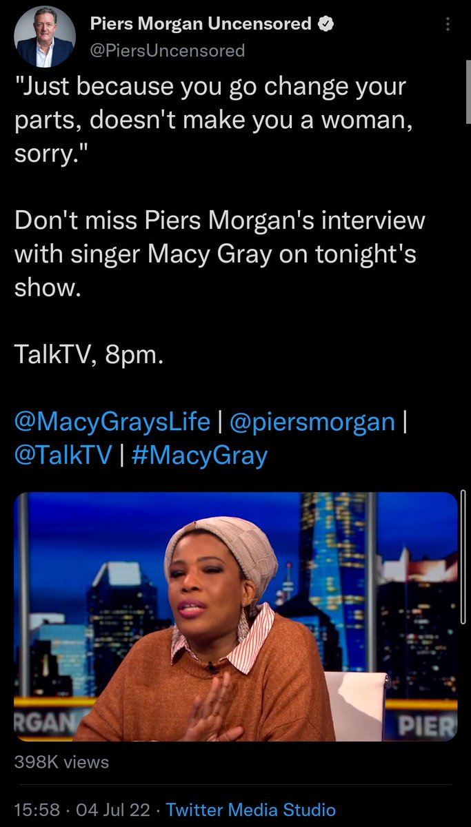 genderisharmful's tweet photo. Macy Gray:

"Just because you go change your parts, doesn't make you a woman, sorry."

India Willoughby: 

"...how to kill what’s left of your career."

Macy Gray: 

"Truth hurts".

♥️ https://t.co/RBuQDSlTyW