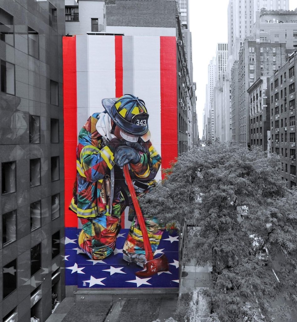 kobrastreetart's tweet photo. Mural Bravos 11 de Setembro - The Braves of 9/11 - está em NYC https://t.co/PyRILzsjEz