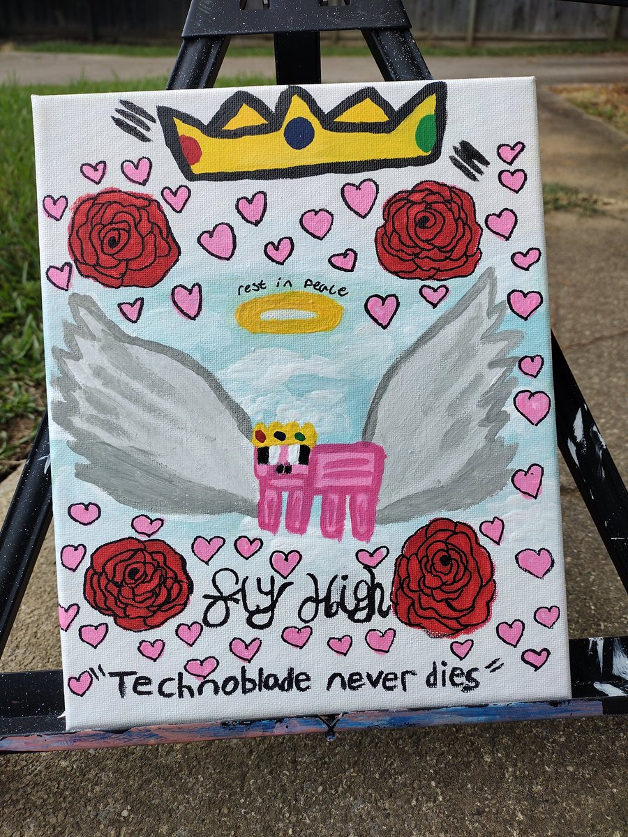 youtuberfan4_0's tweet photo. Here's a painting I did to honor Technoblade. He sadly died from cancer not too long ago. He will live in our hearts forever and always. May he rest in peace. π·ποΈ
#RIPtecnoblade #technoblade #FlyHighTechno #fuckcancer https://t.co/g1sSiX4nts