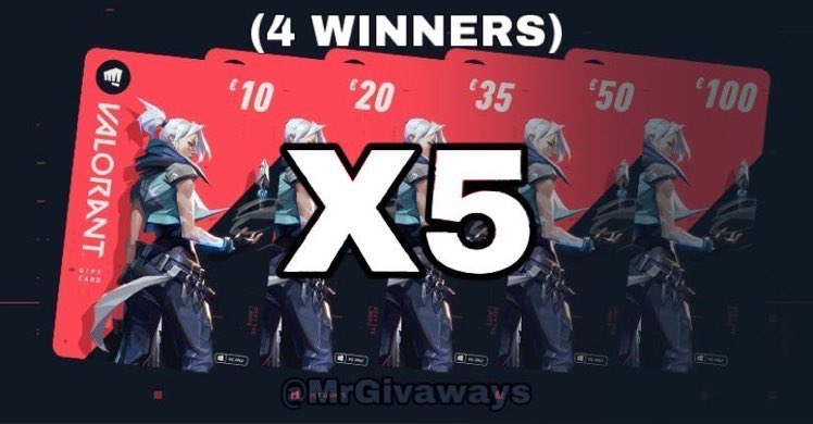 MrGivaways's tweet image. ANOTHER VALORANT GIVEAWAY‼️

5X VALORANT GIFTCARD ($400) 🤯 4 WINNERS!!!

TO ENTER:
• Follow ME &amp;amp; @champtu ✅
• LIKE &amp;amp; COMMENT ON @champtu PINNED TWEET ❕
• Like + RT This Tweet 🎈

Winner Will Be Messaged in 48h🚀

#VALORANT #ValorantGiveaway #Giveaway #Giveaway