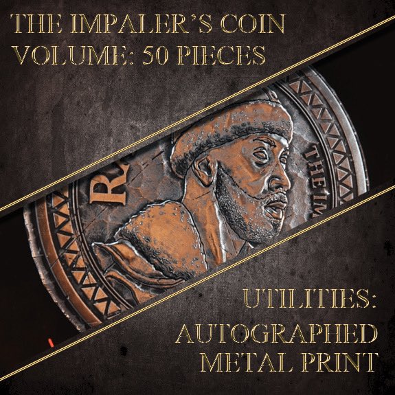 RansomPLS's tweet photo. Ok so we are starting with revealing the utilities for the NFTS

 First up the Impalers Coin

With only 50 in existence, Impaler's Coin is my personal silver currency scattered across the land of Westward. Find one and get the utility of an autographed metal print! https://t.co/bNDFe2qpG7