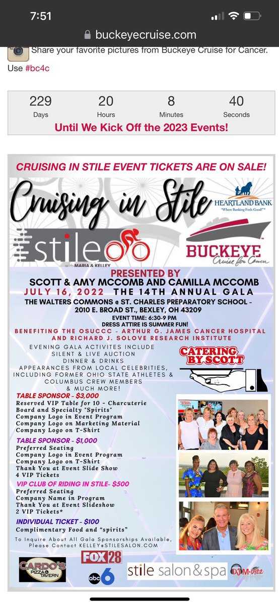 gscottmccomb's tweet photo. Plan to join us at St Charles for an evening with Buckeye Greats raising funds for @Pelotonia Cruising in Stlye and @Heartlandbank Tineys Team. Tiney will be honored with the Richard Solove award and it is going to be a wonderful evening! #onegoal #beatcancer #bc4c https://t.co/bqndjOShV5