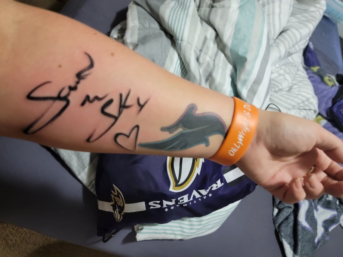 XxHippoHoexX's tweet photo. Got my @SaidTheSky tattoo right by my @ILLENIUM tattoo. I love Illenium so much, but this Said the Sky tattoo is definitely my favorite 🖤 https://t.co/g1AqSahCuk