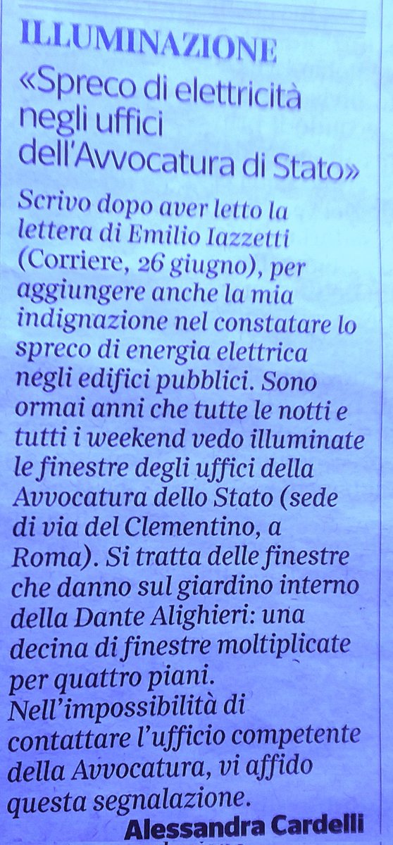 ginugiola's tweet photo. #Reclamo puntuale e preciso di Alessandra #Cardelli su @Corriere
#3luglio
#Sprechi luci lasciate accese #ufficipubblici
comportamenti ‼️‼️‼️
Ascoltare #cittadini #cultura #feedback @MiTE_IT @LDO_CTIO
@VivMilano @franco_sala @EmilianoVerga @baratto_m @GiovannaDiTroia @paoloigna1 https://t.co/hzmqrh7jrb