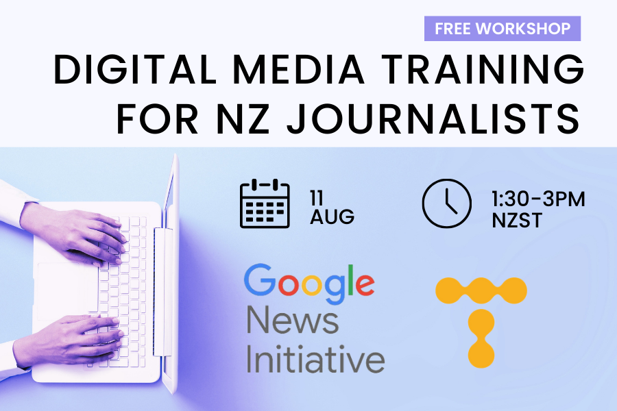 TelumMedia's tweet photo. 🇳🇿 NEW ZEALAND JOURNALISTS: Telum Media and the Google News Initiative (@GoogleNewsInit) are providing free workshops to upskill journalists across the country.

Our first workshop will be held on 11th August, but spaces are limited, so register now: https://t.co/D6VssygWDm https://t.co/dQOIxQruqa
