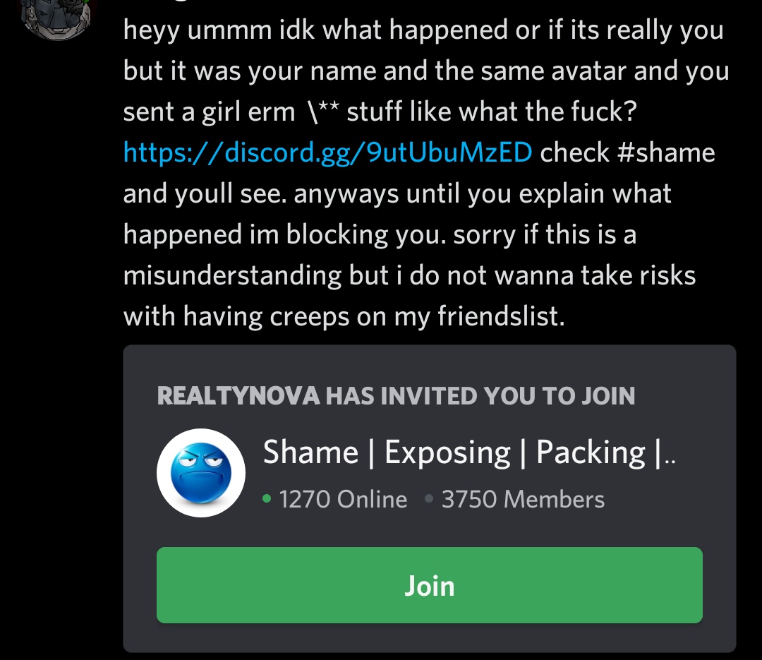 Hey cunts

New Discord scammers going around, you see this text, bad news your friend has been hacked

Stay safe peeps