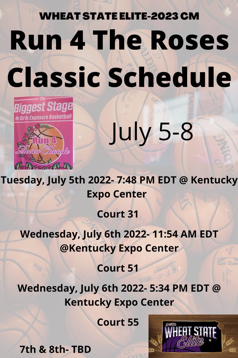 I would love for you to come and see us play at the Kentucky Expo Center🏀!! #run4theroses @DanaCrain6 @wheatstateelite