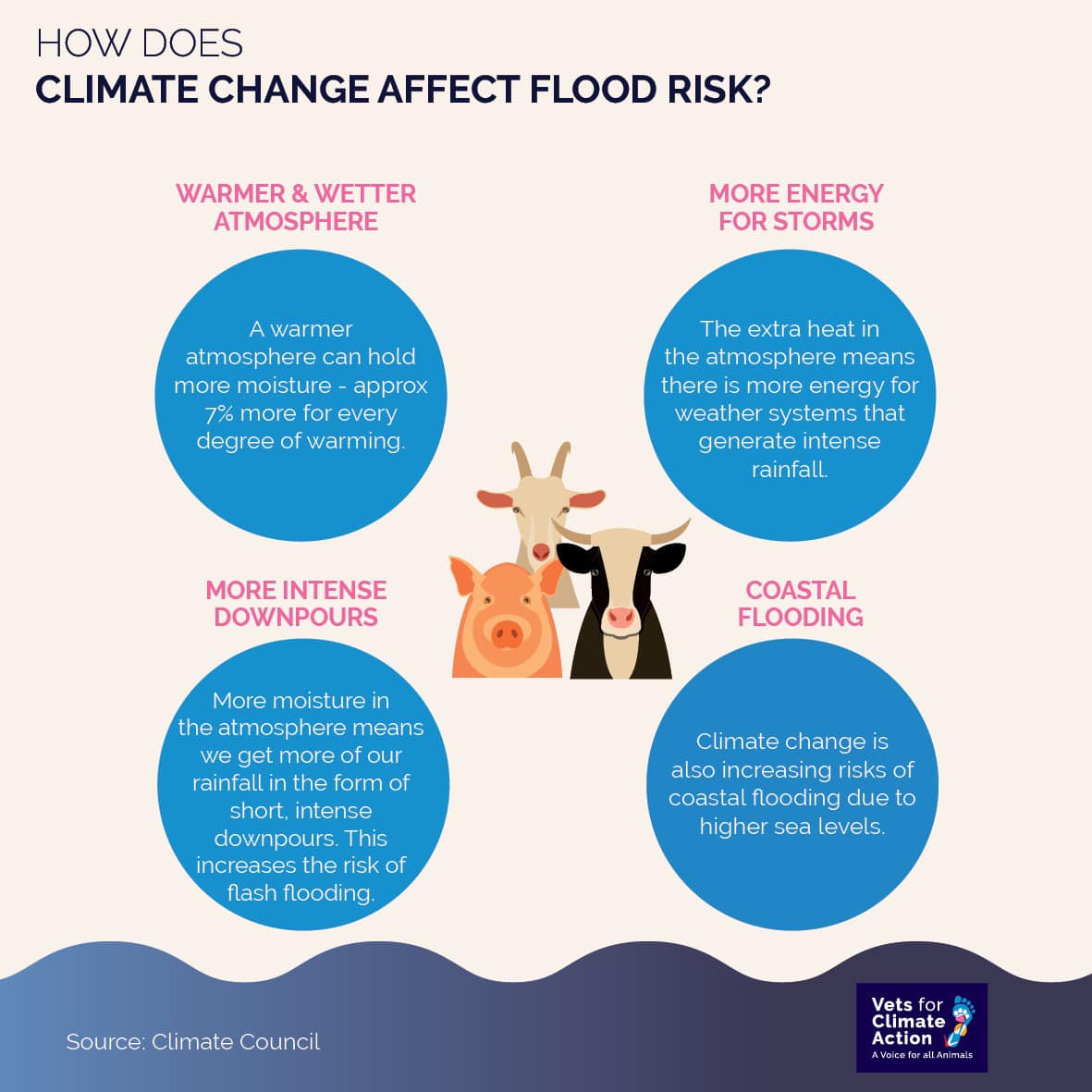 Vets4climateact's tweet photo. Beloved pet dogs drowning in their own homes, cattle washed out to sea, wildlife habitats destroyed - the 2022 floods are devastating Australia's animals.

#NSWFloods #NSWFloods2022 #ClimateChange #ClimateAction #VetsforClimateAction #AnimalHealth #AnimalWelfare https://t.co/hUq6psoIwa