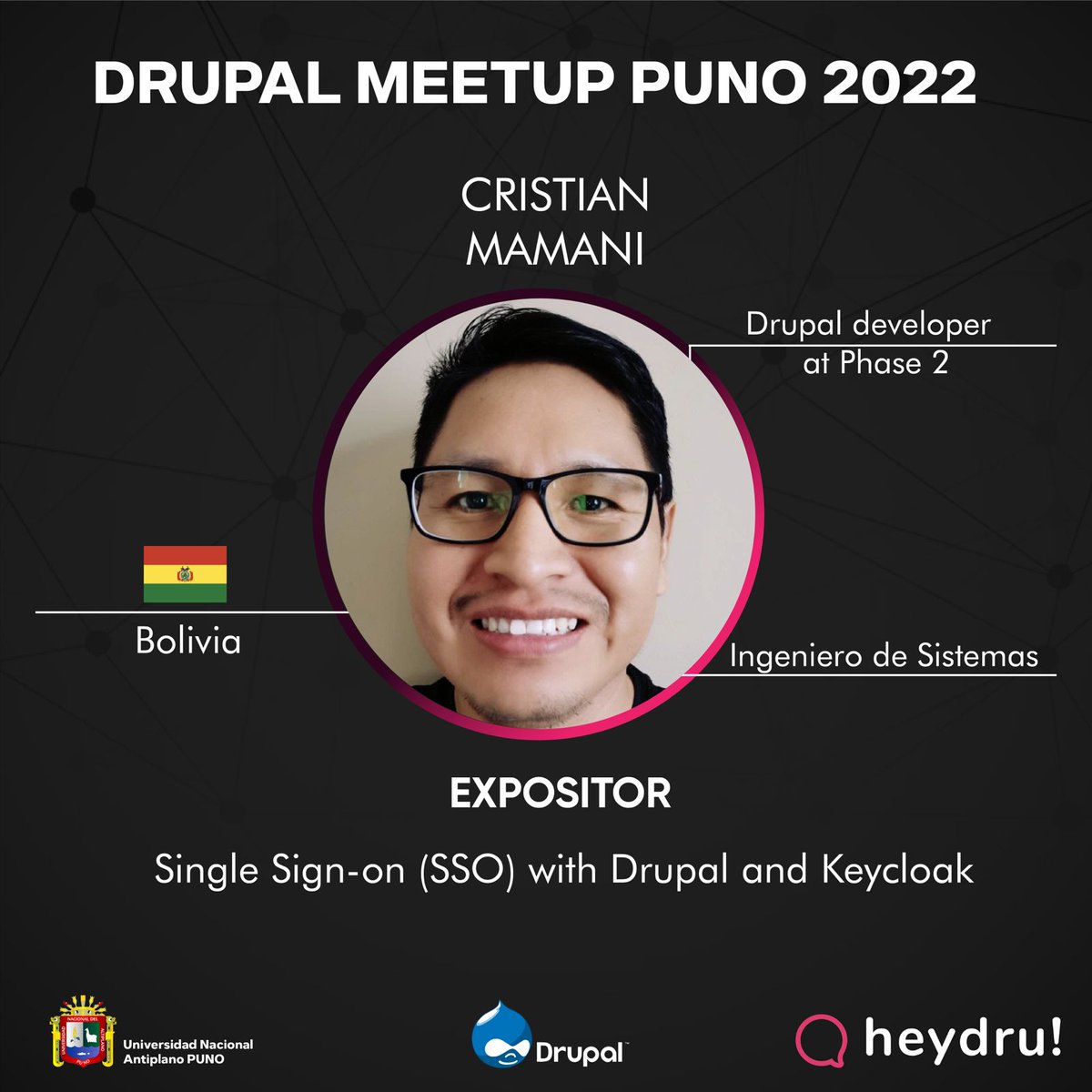 xjkwak's tweet image. Este viernes estaré en la Universidad Nacional del Altiplano Puno hablando sobre Cómo hacer Single Sign On con Drupal y Keycloak. #DrupaleandoConAltura
