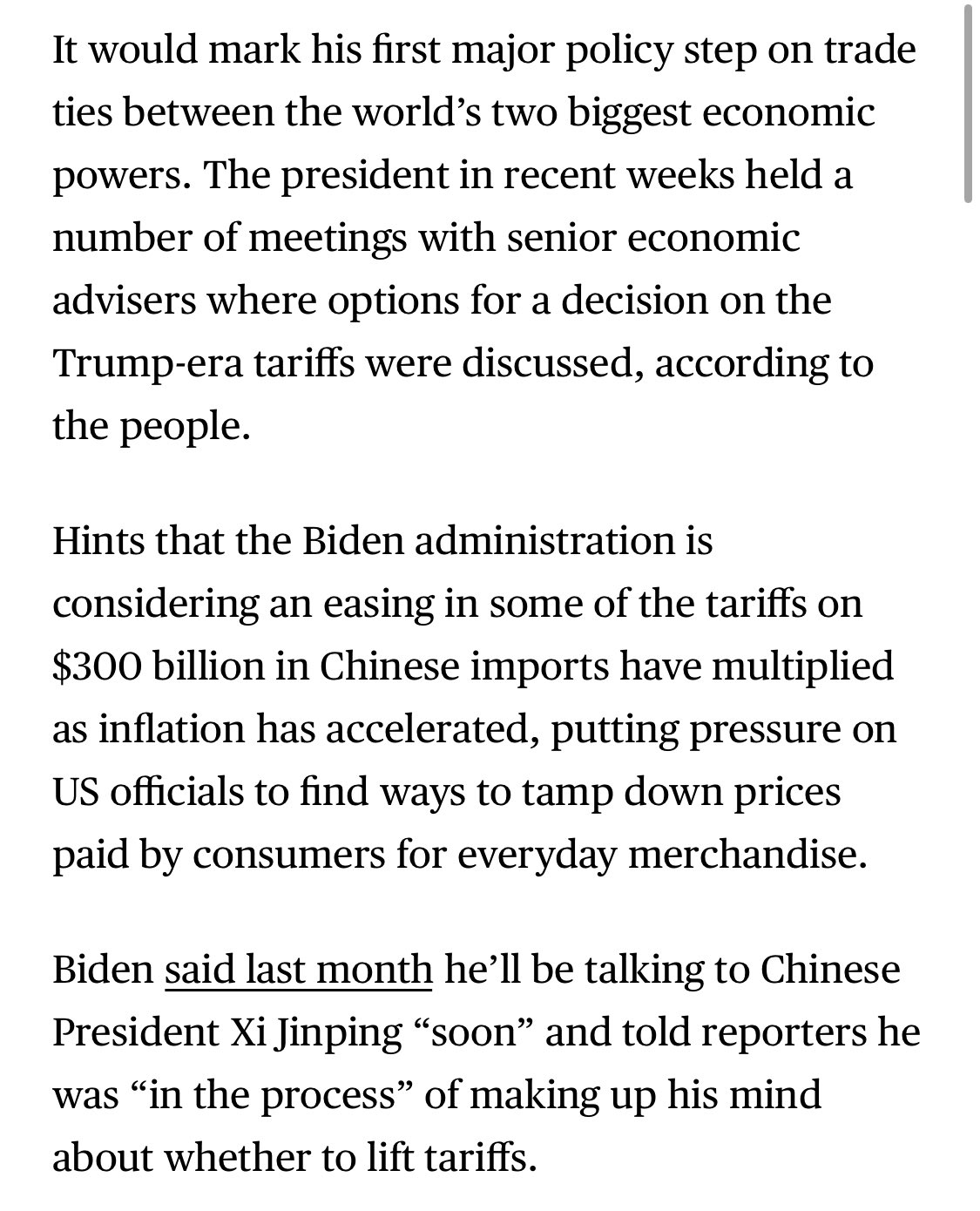 MarcReporting on Twitter "RT JimPethokoukis Biden Close to Rollback of Chinese Tariffs to
