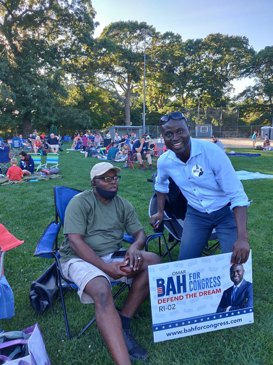 bah_omar's tweet photo. Rhode Islanders want to be represented by someone they can relate to, regardless of political affiliation. I am grateful to Britt (a Warwick police officer), Wilsage (a pastor in Peacedale), and Shawn (a Narragansett Indian Tribal Councilman) for their time. #BahForCongress https://t.co/4iOxps4yY1