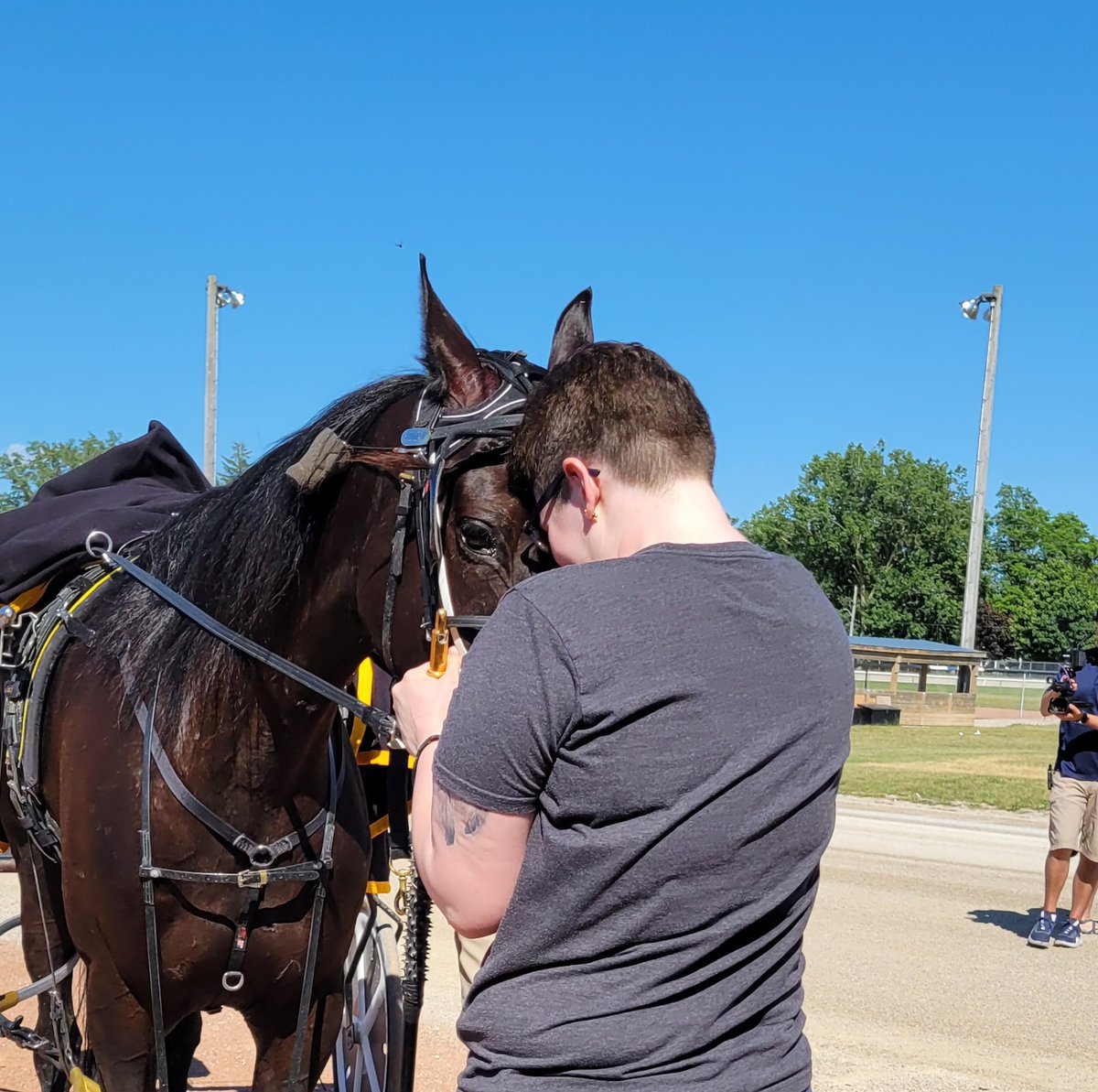 RobertReidJr's tweet photo. I had such a great time doing double-duty for @crtrot and @COSATV yesterday for the final of the Kin Pace. Here are some pics of the winner Velvet Stinger, who continues to impress for the triple threat of J-Mac, Gallucci and Millar Farms. #HarnessRacing #HorseRacing #KinPace https://t.co/Znynti28Jy