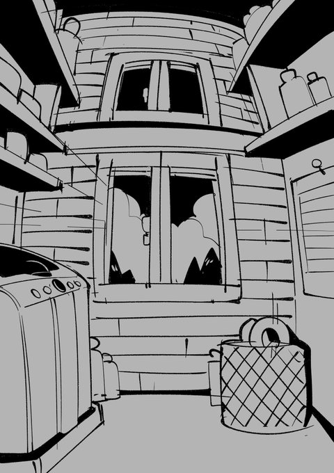 お絵描き:描き慣れない風景 