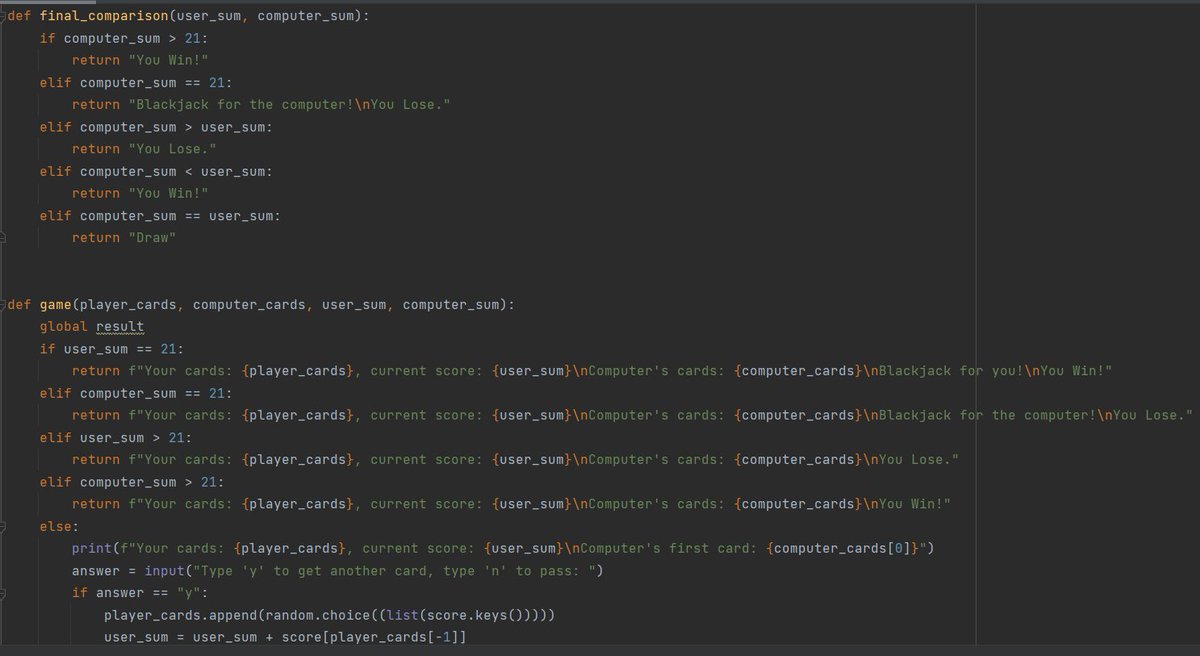 BinteBabul's tweet photo. Day11 of #100DaysOfCode , Dr.@yu_angela 's "100 days of code:."

The 11th project was making the Blackjack game. Applied so many different concepts this time.

How did it go? 
Bruhh, it was exhausting. Please let me know if you see any error. Suggestions welcomed! https://t.co/Hfrssii2Fp
