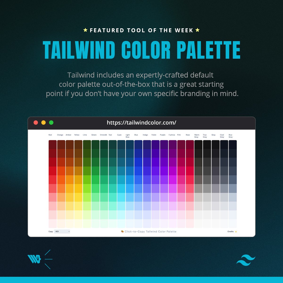 webteractive's tweet image. Featured Tool of the Week🌟

Tailwind includes an expertly-crafted default.
A color palette out-of-the-box is a great starting 
point if you don’t have your own specific branding in mind.

🔗tailwindcolor.com

#webteractive #tailwindcolor #featuredtool #development #design