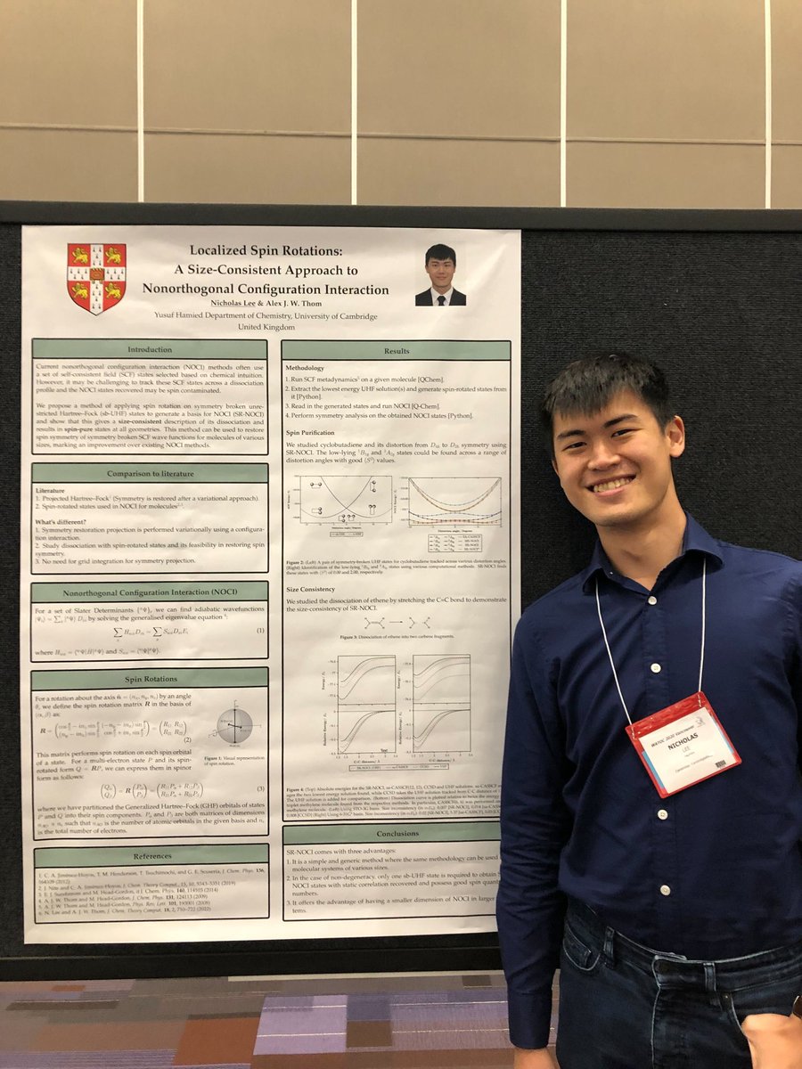 ThomGroupCam's tweet photo. Nick (@nickleehy97) will be showing off his work on "Localised Spin Rotations: A Nonorthogonal Approach to NOCI" (97) published in https://t.co/LfSWvPHcTL #WATOC2020 https://t.co/rDu3tR4VvZ