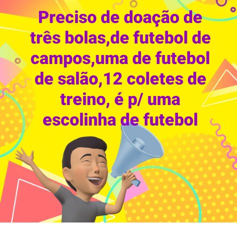Preciso de doação para um projeto social, que tira crianças em situação de rua...quem puder ajudar me chama no WhatsApp (11)93775-5882
