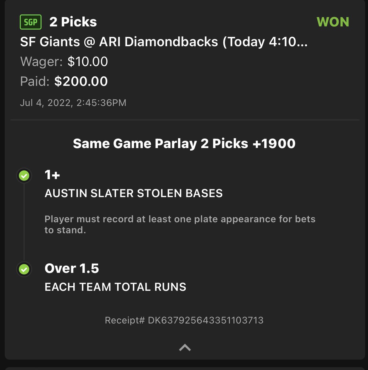 The model found a big pricing discrepancy in Draftkings’ Austin Slater SB odds - paired this with some other model picks and had a profitable day!

Will give away $50 to someone who likes + RTs this, and follows me and <a href="/roundrobinrob/">robbie</a> 💰
