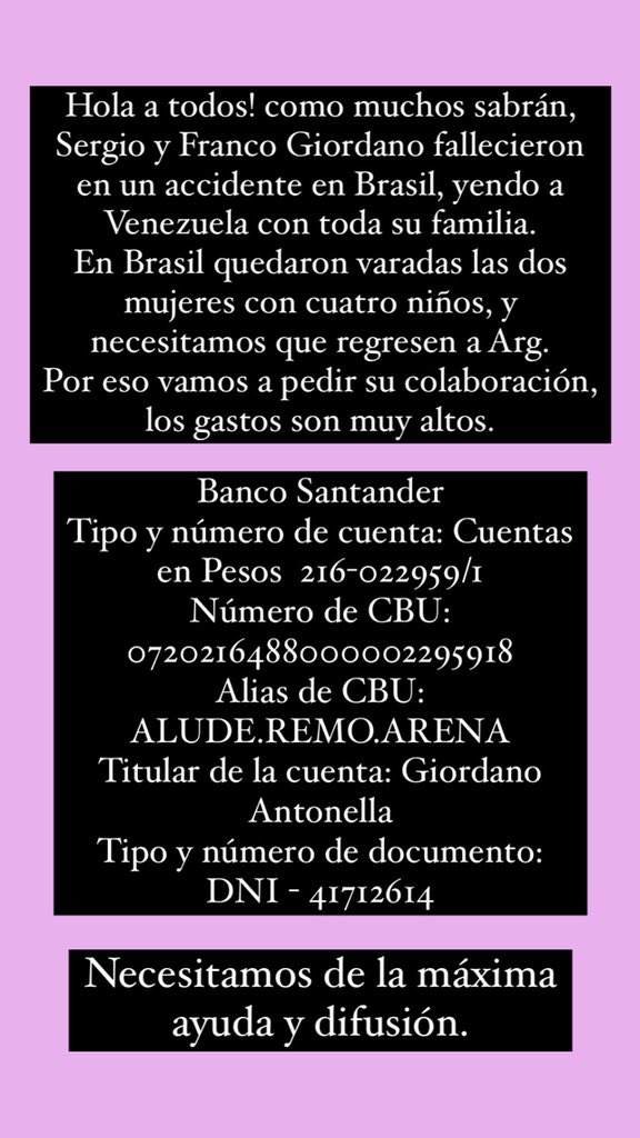 Es muy difícil todo, las palabras sobran en estos momentos. 
Pedimos ayuda de la gente, para que las dos mujeres puedan regresar a Argentina con los 4 niños. 
Ruego la colaboración y difusión