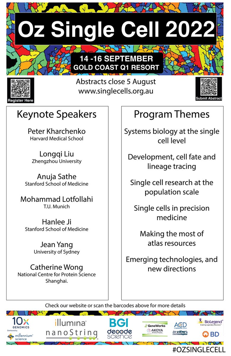 Check out our amazing speaker lineup and themes for Oz Single Cell 2022! 14-16Sept on the Gold Coast. Register and submit abstracts by August 5th.