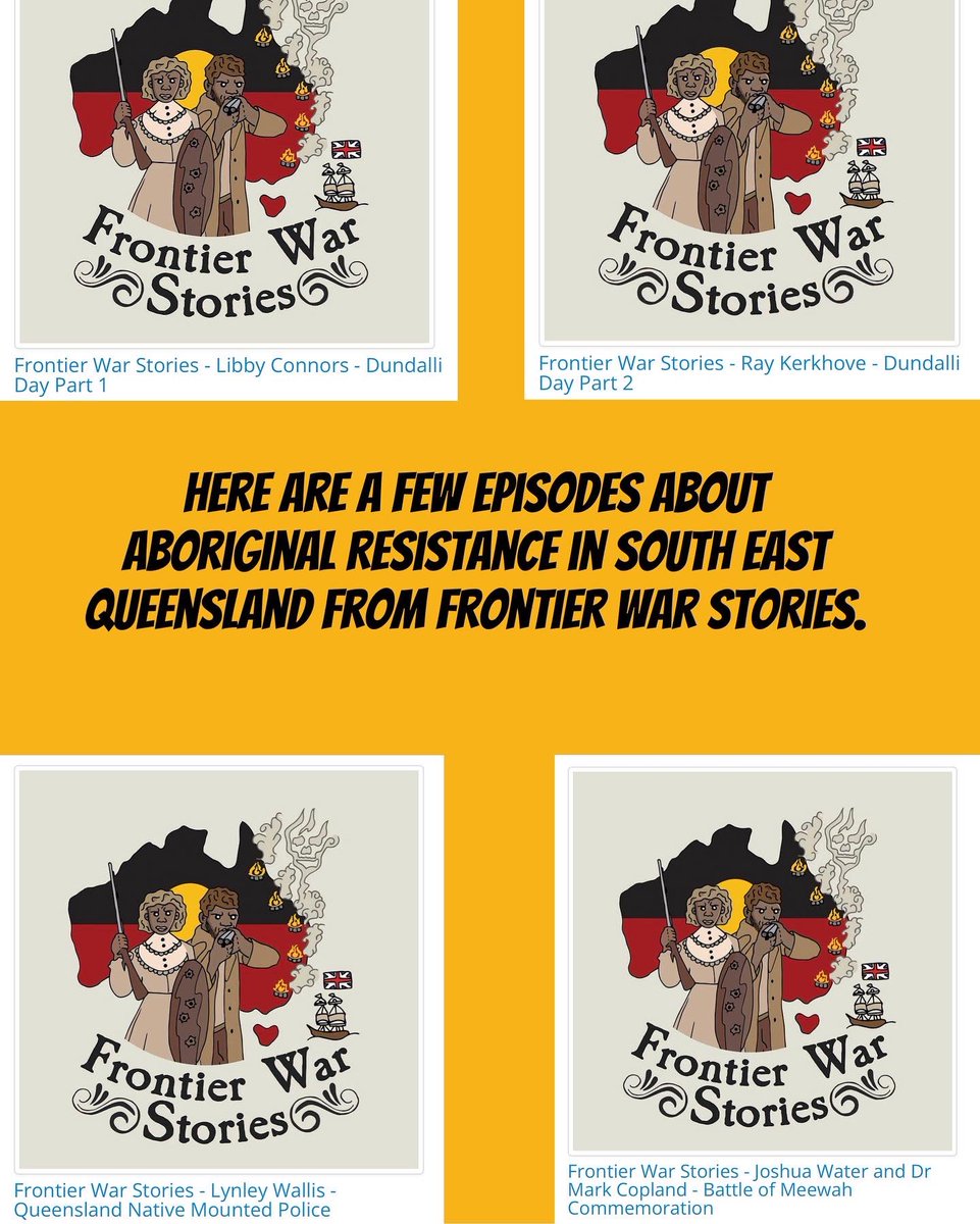 Here is a list of episodes from #FrontierWarStories that talk about Aboriginal Resistance in South East Queensland. @IndigenousX 

#FrontierWars #FrontierWarStories
#LestWeForget #FirstNations #Aboriginal #Resistance