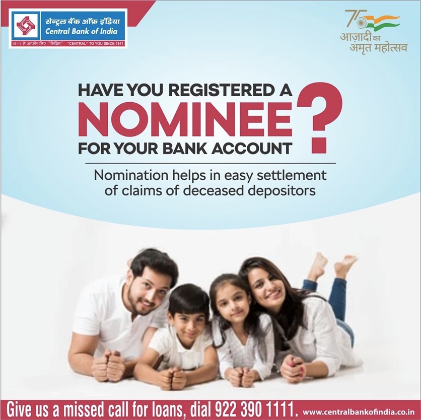 centralbank_in's tweet photo. Nomination helps in easy settlement of claims.
#Nomination 
#AzadiKaAmrutMahotsav
#AmrutMahotsav
#CentralToYouSince1911 https://t.co/9W0vMewGNH