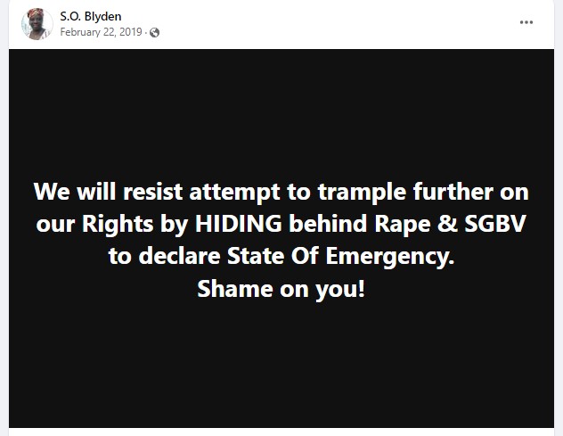 million_dr's tweet image. A women like you with no steam will do anything to be relevant @SylOlaBlyden but Sierra Leone today is blessed with strong, brave and hardworking women that can do what you can not do. Selling out women and you want women to vote you as president? Are you serious? Smh