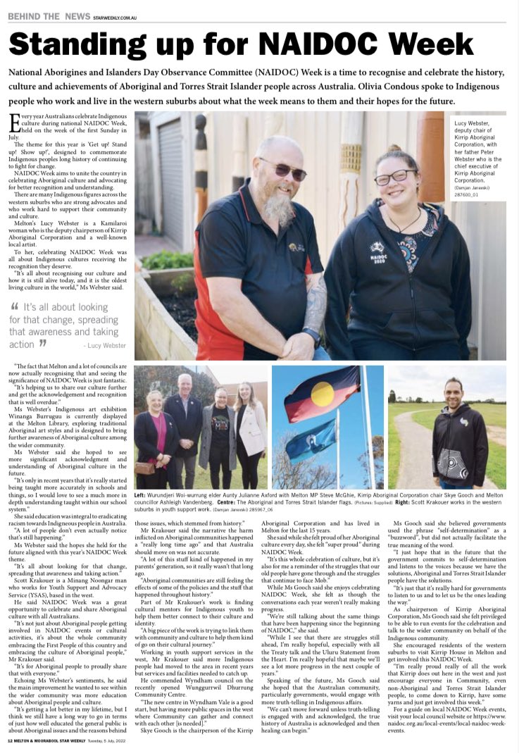 oliviacondous's tweet image. For this NAIDOC Week, I spoke to Indigenous folks who live and work in the western suburbs about what the week means to them, and their thoughts on the future. Always working to platform Indigenous voices as much as I can. It was a pleasure to interview these 3 wonderful people.