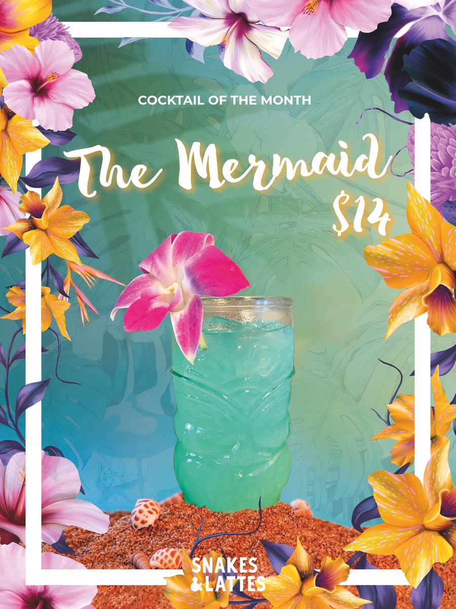 July is here! Teleport to the tropics and try our new cocktail of the month, The Mermaid! 🧜🏻‍♀️
