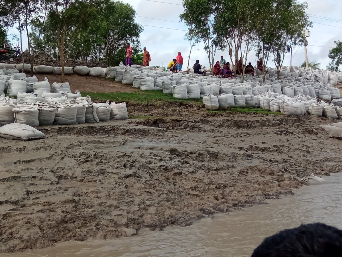 ArafatClimateAc's tweet photo. This is the effect of climate change. Climate action right here, right now.
River bank erosion damage this world bank embankment that is called No 32 poldar. This embankment made 1 year ago, too much water flow attack this.
Location:Kalibari,Dacope upozilla,khulna,Bangladesh. https://t.co/QGSVXJ1eZq
