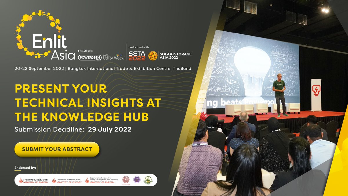 ⏰ Call for abstract closes on 29 JULY!

Don't miss your chance to showcase your technical insights at the region’s largest and most influential power and electricity event in Bangkok this September 20-22.

👉 Submit your abstract today: bit.ly/3ArQP4u 

#EnlitAsia