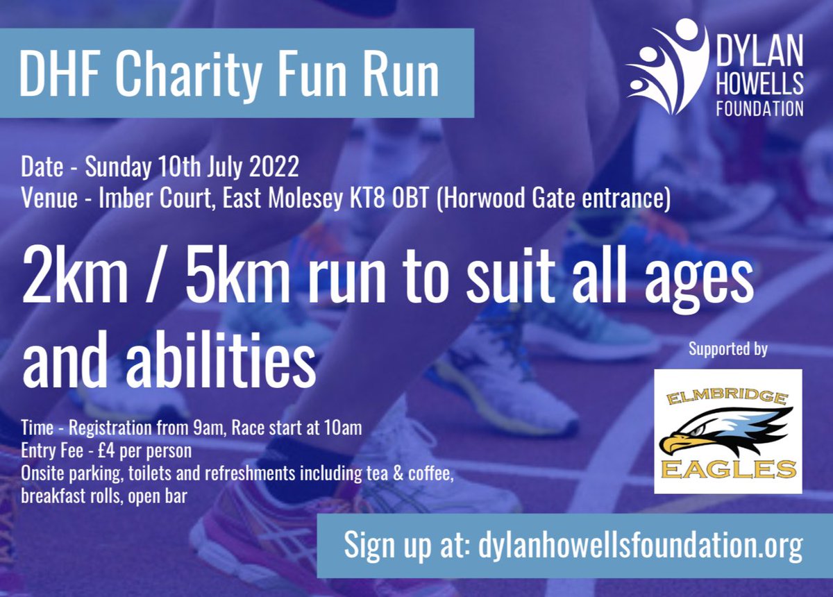 A reminder to sign up for Sunday's @FoundationDylan Charity Fun Run at Imber Court this Sunday. 
ticketsource.co.uk/Dylan-Howells-…