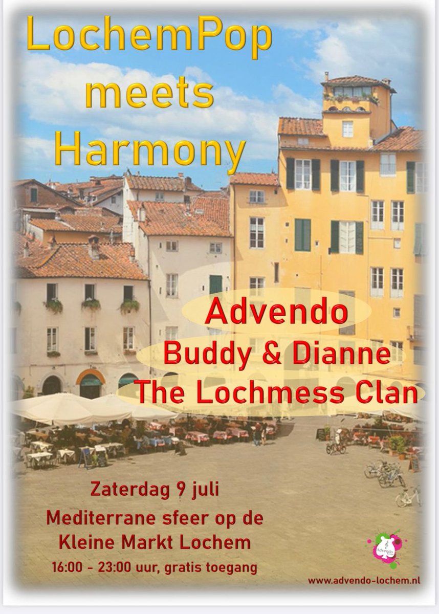 advendolochem's tweet photo. We tellen de dagen af en zetten deze week de laatste puntjes op de “i” 

Zien we jullie ook? 🎵🎷🥁🎺🪗🎸🎤

#LochemPopmeetsHarmony #advendolochem #muziek #mediterraanseavond #BuddyenDianne #TheLochmessClan https://t.co/kRkYfGbNYW