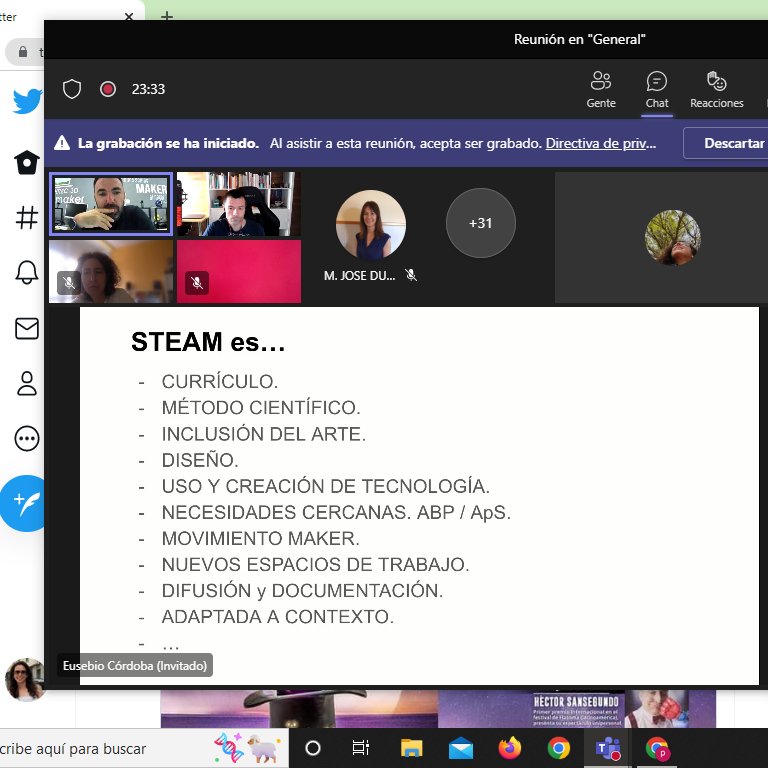 Comienzan dos auténticos expertos en #STEAM #Primaria <a href="/eusebiocordoba/">eusebiocordoba🌱</a> <a href="/diegogg/">Diego García. 🌱🍏</a>. #EscuelaDeVerano <a href="/csfp/">Carla Pereira</a>. Comienza el #extrañamientoCreativo con el increíble trabajo de estos dos auténticos maestros del #thinkering