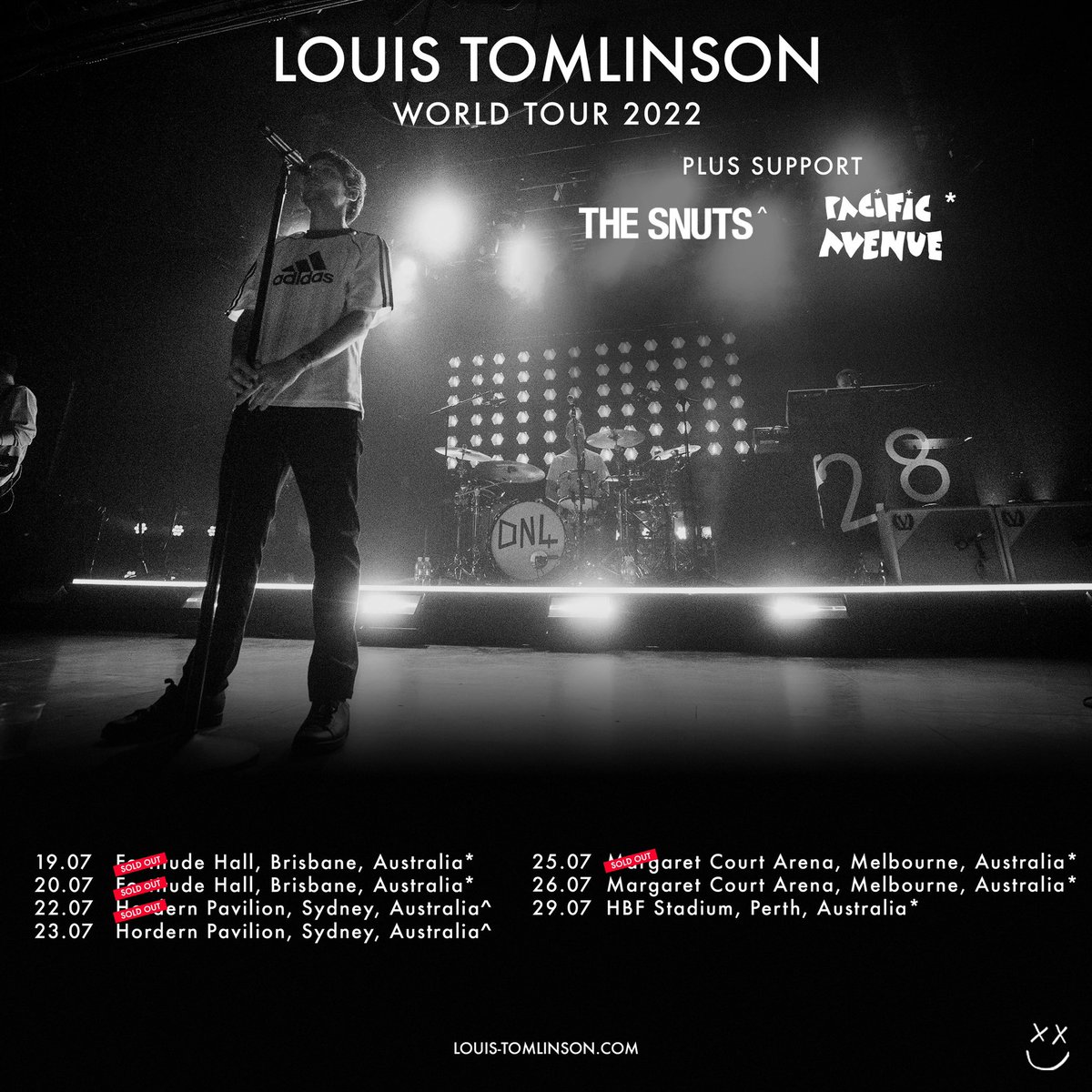 We are really excited to announce <a href="/TheSnuts/">The Snuts</a> will be joining Louis again in Australia for select dates! Also joining him will be <a href="/PacificAvenueAU/">Pacific Avenue</a>