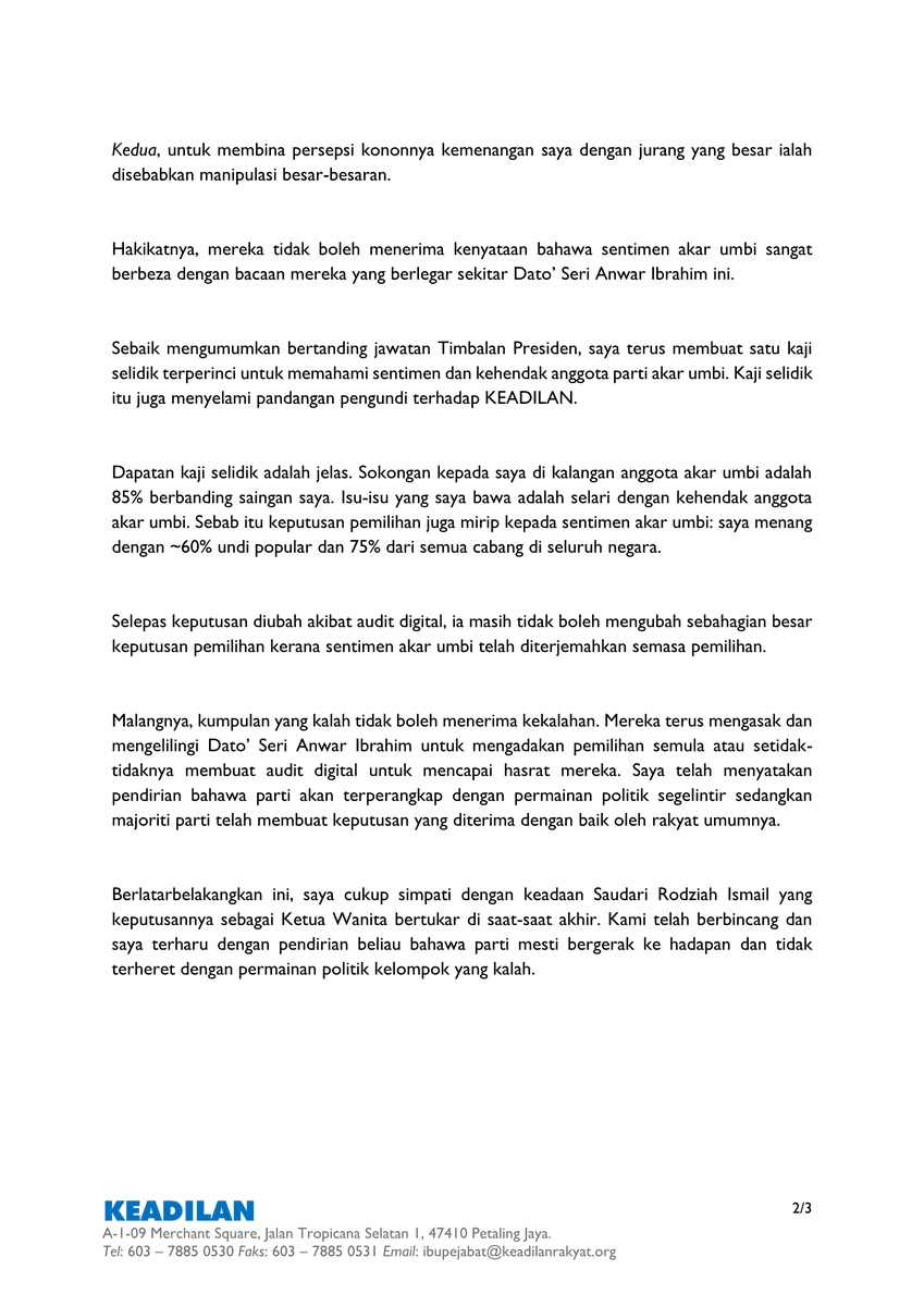 rafiziramli's tweet photo. Pandangan rasmi saya selepas keputusan terkini #Pemilihan2022:

1) siap sedia hadapi PRU15
2) ruang dalaman utk perhalusi bgmn keputusan boleh diubah 
3) tindakan kpd pihak2 yg berniat sabotaj utk lengahkan keputusan

https://t.co/IQiGHaSxWP https://t.co/YVzq3VvabC