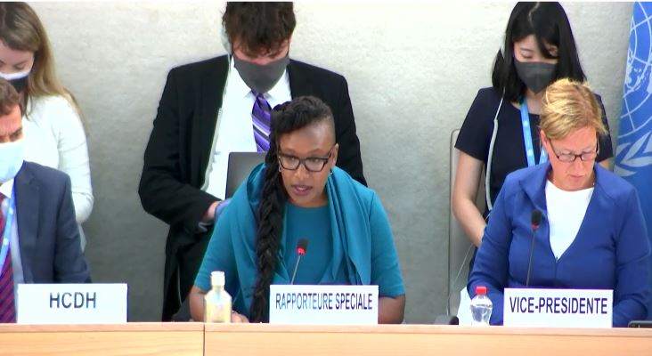 SR Tendayi Achiume presents her report on #racism and the #SDGs #HRC50 'Unequal access to Cov-19 vaccines...and the racialized impact of disease...vividly illustrate that the world has not done enough to dismantle systemic racism rooted in slavery, colonialism and exploitation.'