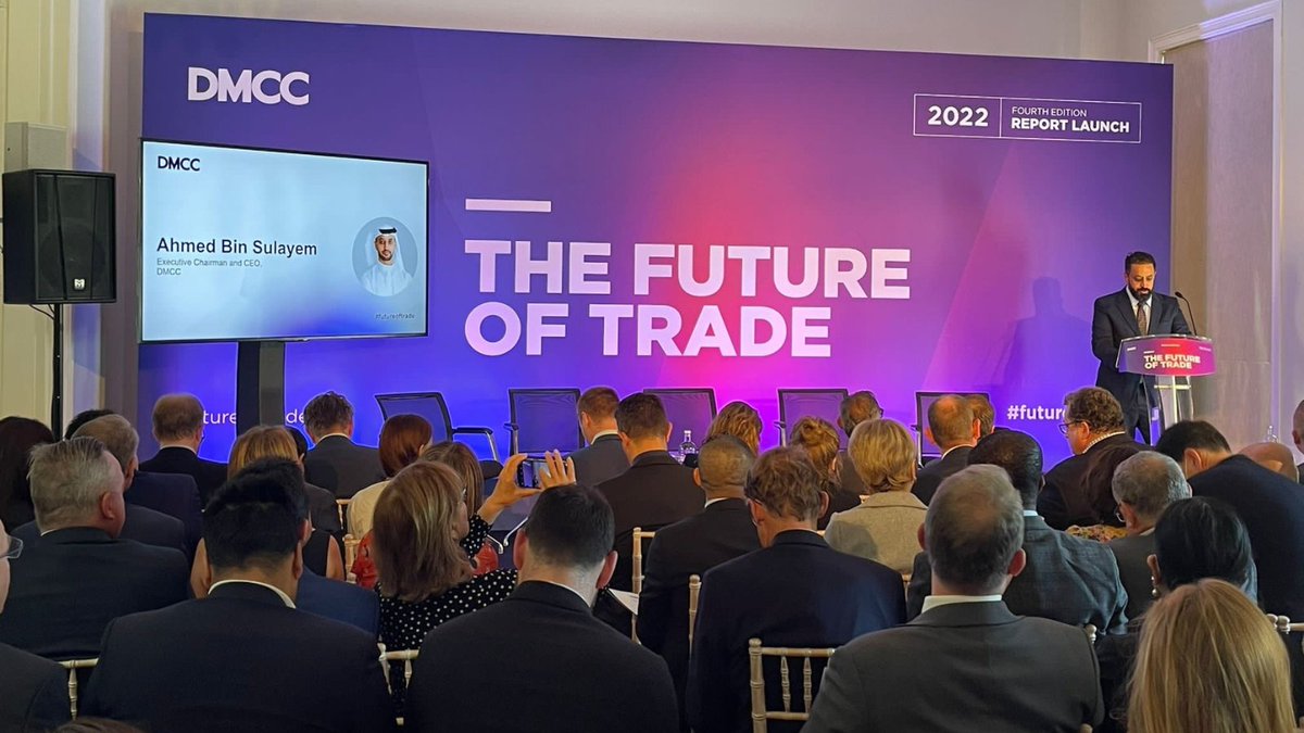 DMCCAuthority's tweet image. DMCC's EC &amp;amp; CEO @ahmedbinsulayem welcomes attendees for the 2022 #FutureOfTrade report launch at Asia House. Our award-winning research highlights the changing nature of #globaltrade.