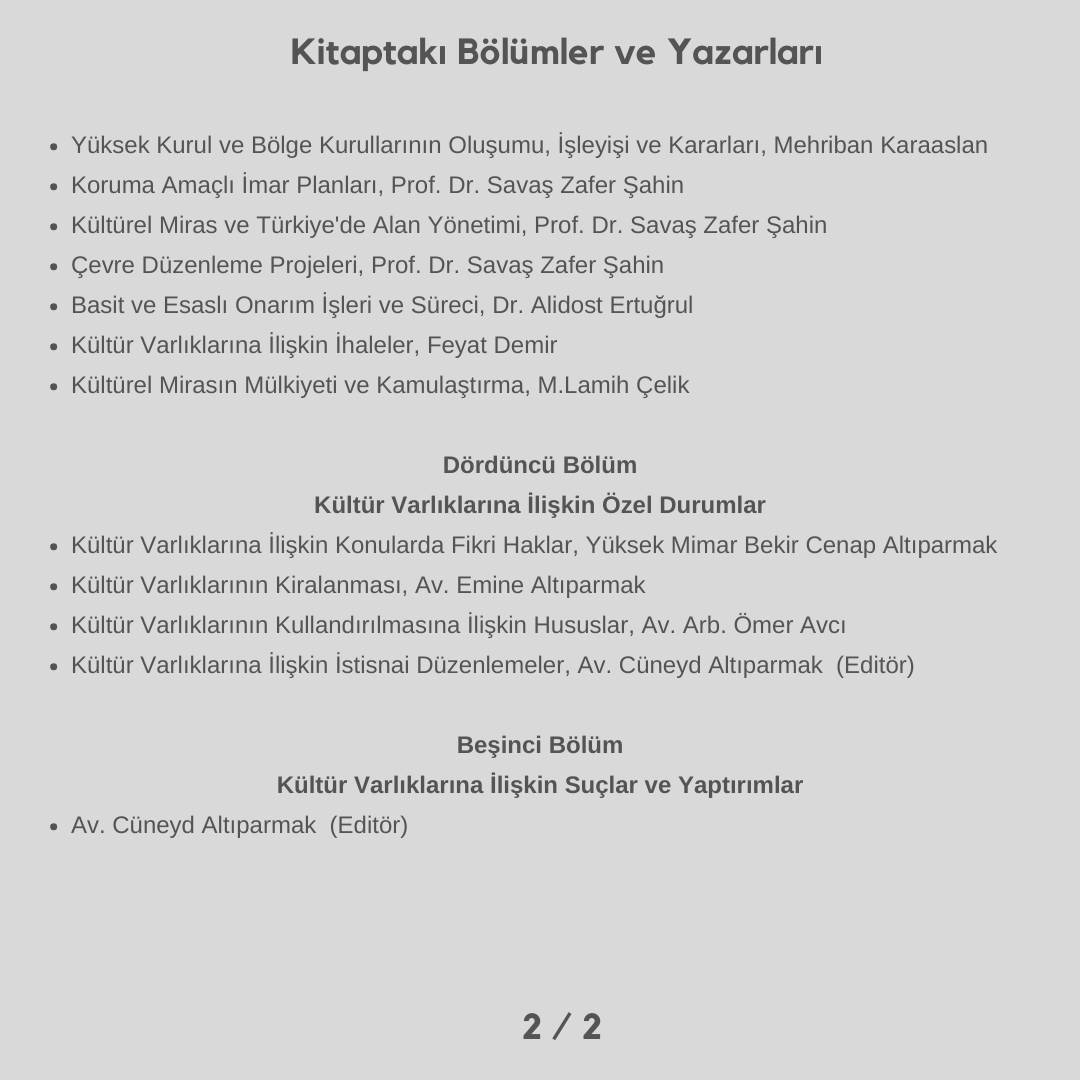Kültürel Miras (Kültür Varlıkları) Hukuku
Prof. Dr. Ruşen KELEŞ'in Sunuşu ile
Editörler: Doç. Dr. Evindar Yeşilbaş, Av. Cüneyd Altıparmak 
Haziran 2022 / 460 Syf.
seckin.com.tr/kitap/472646478
#seçkinyayıncılık #hukuk #meslekikitap #kulturvarlıkları #kültür #restorasyon #adliye #kitap