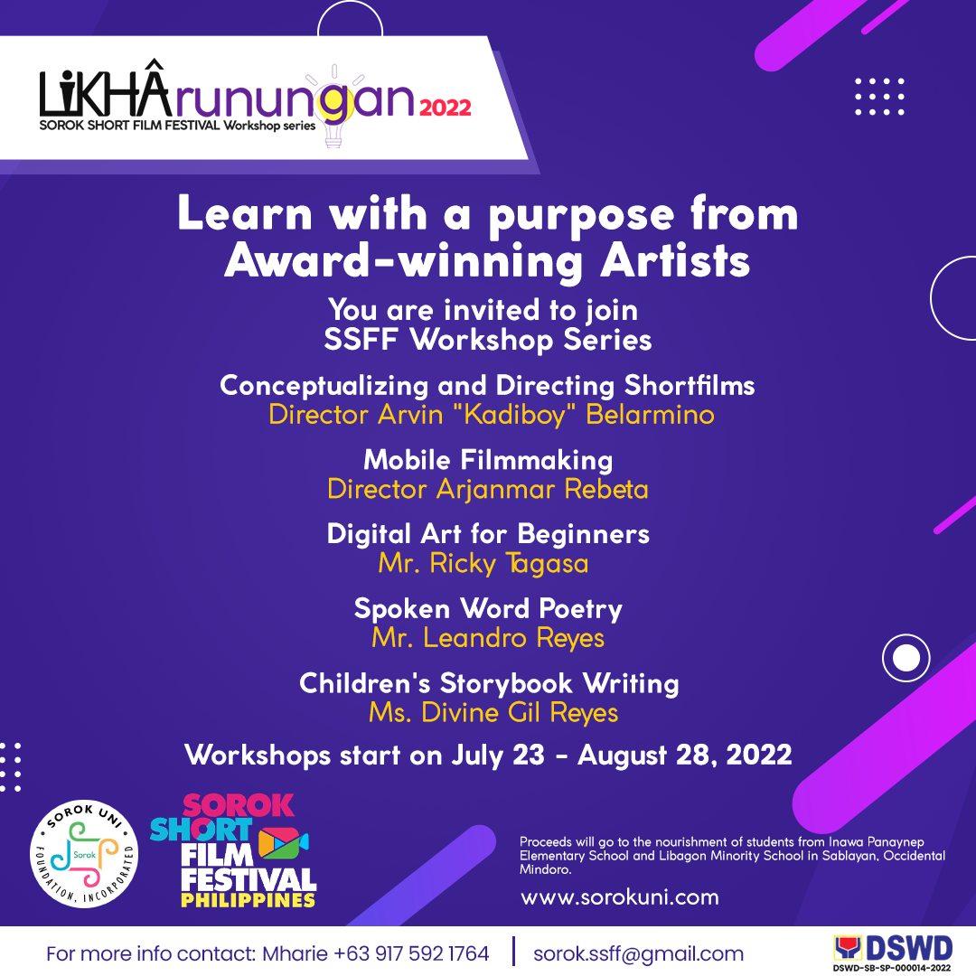 PCITechCenter's tweet photo. Are you an aspiring artist? or an artist who wants to learn more and expand your knowledge?

Join and Register now for this virtual workshop series Likharungan 2022. 

This will be held from July 23 to August 28, 2022. 

#Likharunungan2022
#SSFFWorkshop
#PCITechCenter https://t.co/fAZ5keieD4
